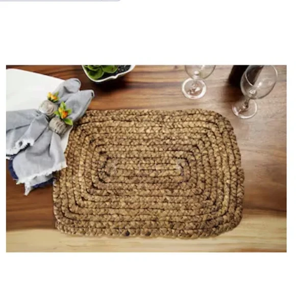 Rectangular Braided BrownWater Hyacinth Placemat - Set of 4GINGER BIRCH STUDIO
